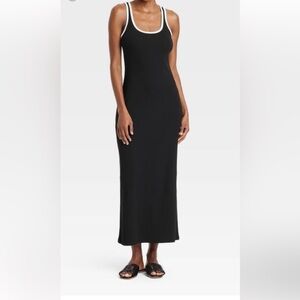 a. new day Black With White Trim Maxi Dress Size Large NWT